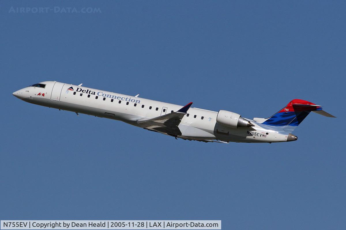 N755EV, Bombardier CRJ-701 (CL-600-2C10) Regional Jet C/N 10185, Delta Connections N755EV departing LAX RWY 25R.