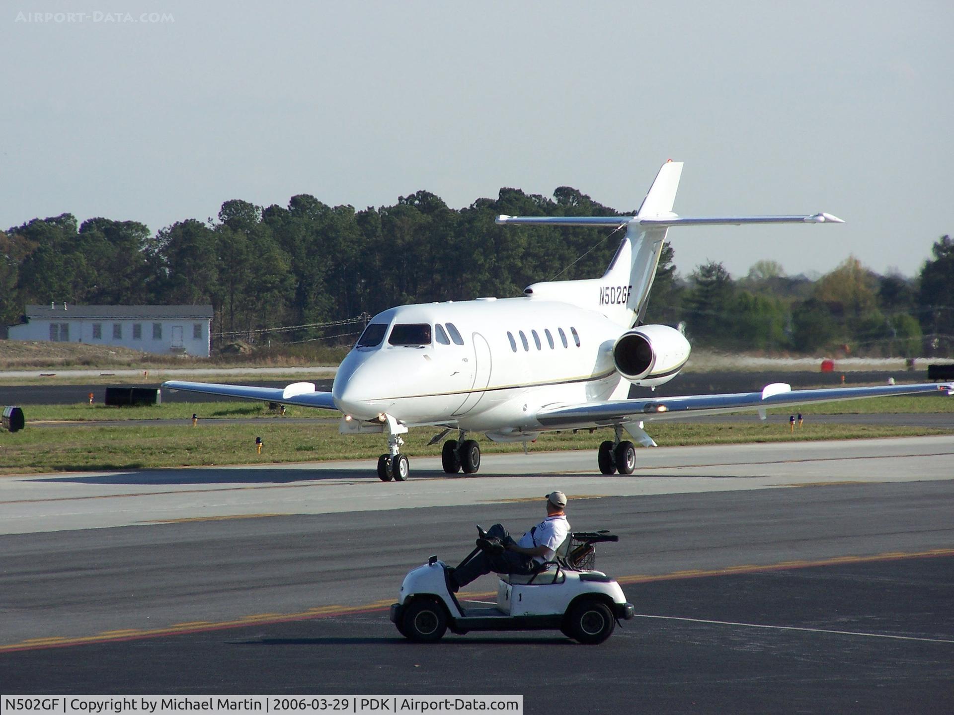N502GF, 1985 British Aerospace HS.125-700A C/N 257210, Great seat to watch Waffle House taxi by!