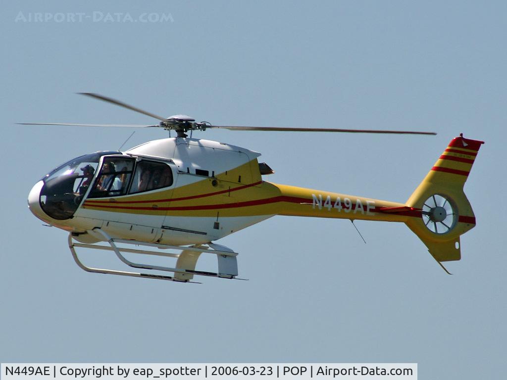 N449AE, 2001 Eurocopter EC-120B Colibri C/N 1194, On final approach to Heliport  at the Paradise Beach Resort Hotel