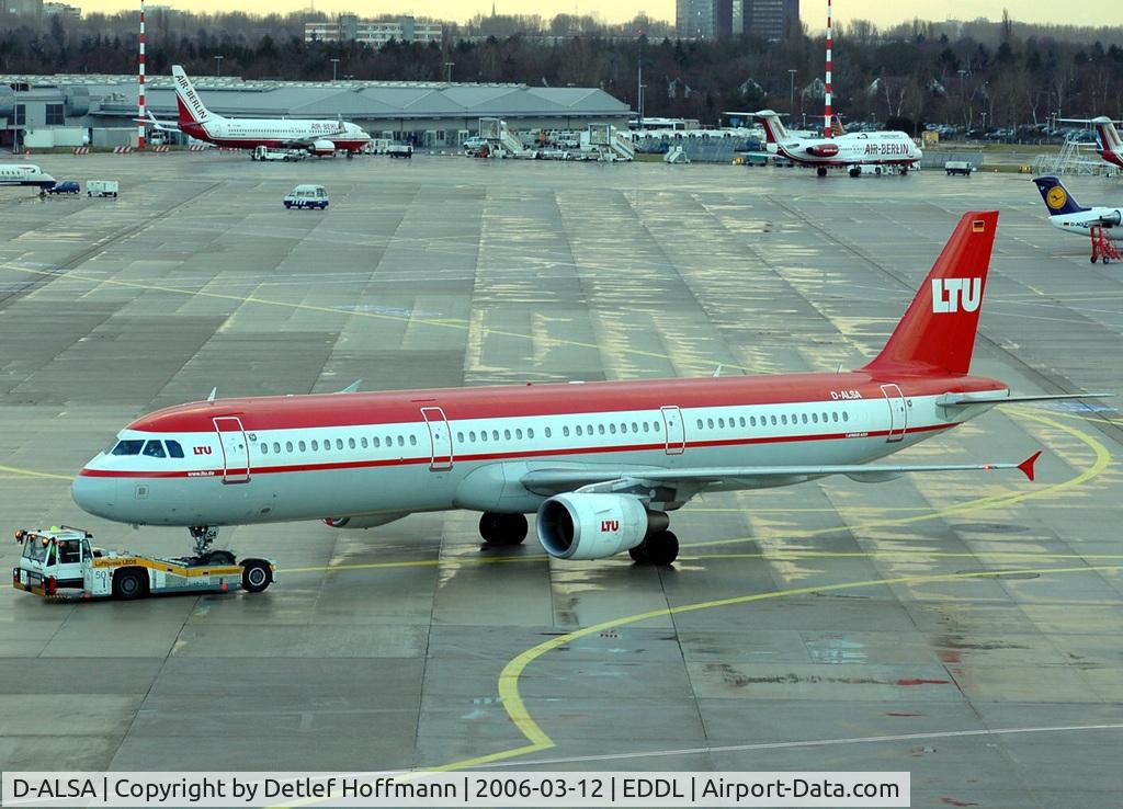 D-ALSA, 2001 Airbus A321-211 C/N 1629, push back DUS