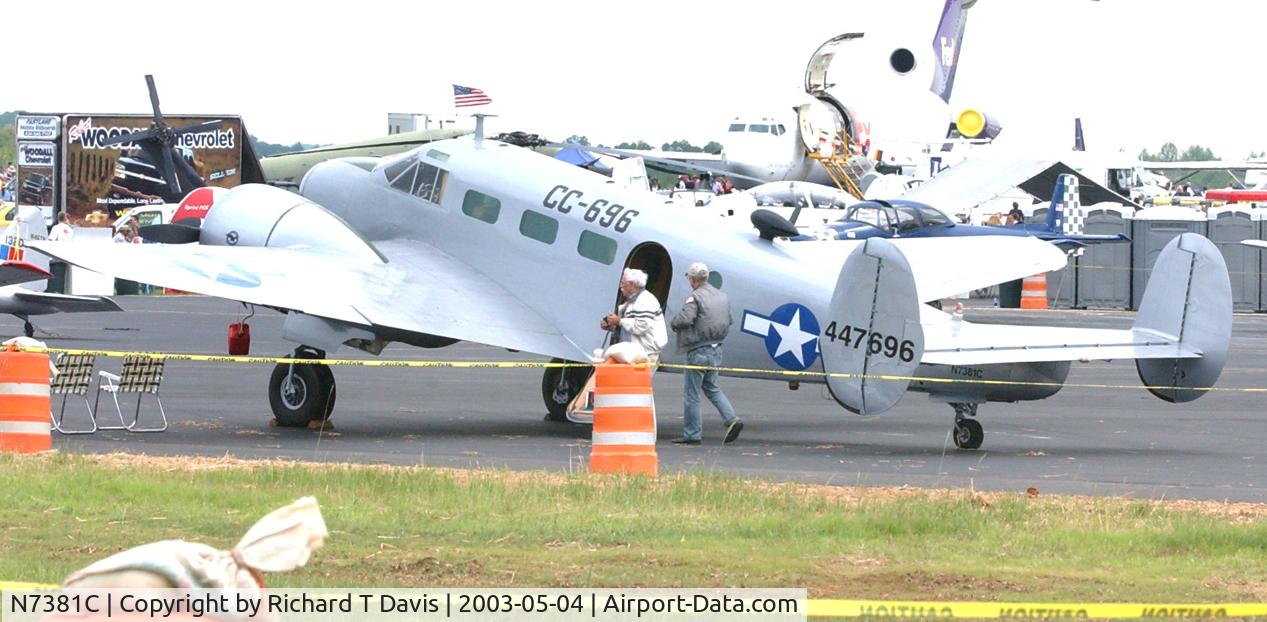 N7381C, 1944 Beech C18S C/N 8104, at  the Danville Va.Skyfest 2003