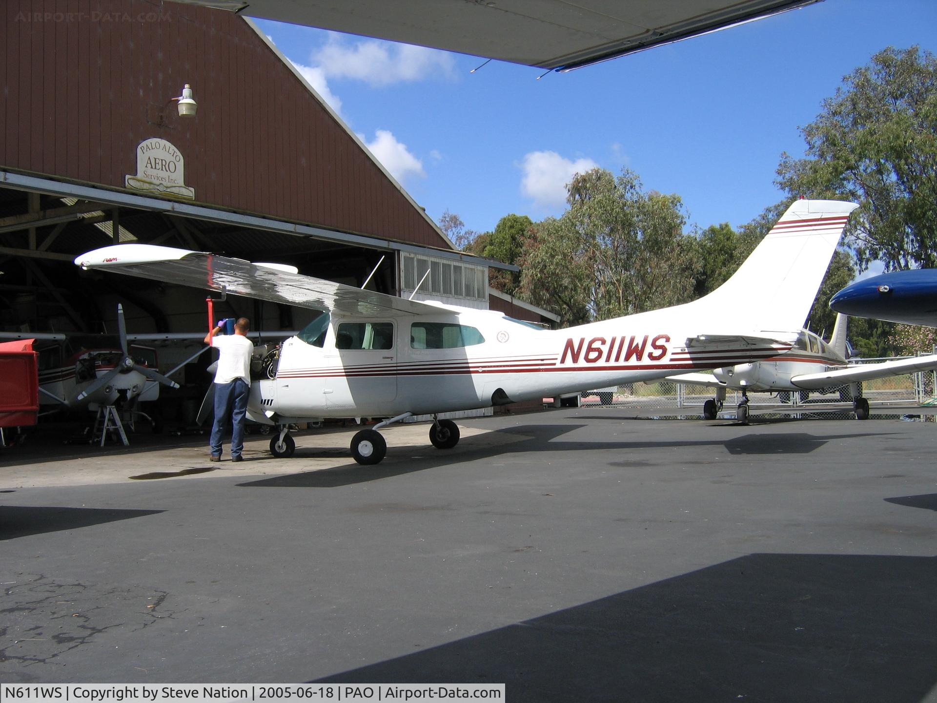 N611WS, 1975 Cessna T210L Turbo Centurion C/N 21061134, at Palo Alto Municipal Airport, CA