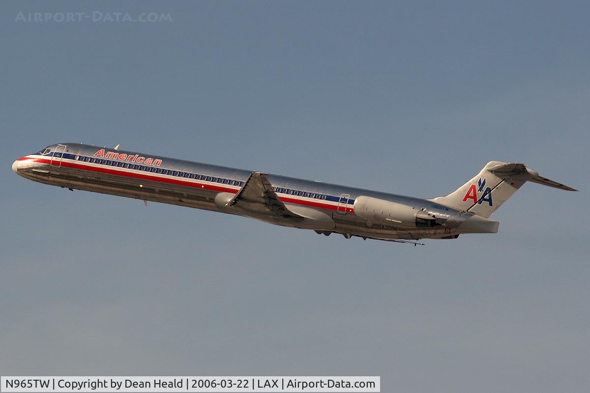N965TW, 1999 McDonnell Douglas MD-83 (DC-9-83) C/N 53615, American Airlines N965TW (FLT AAL1624) departing LAX RWY 25R enroute to Chicago O'Hare International Airport (KORD).