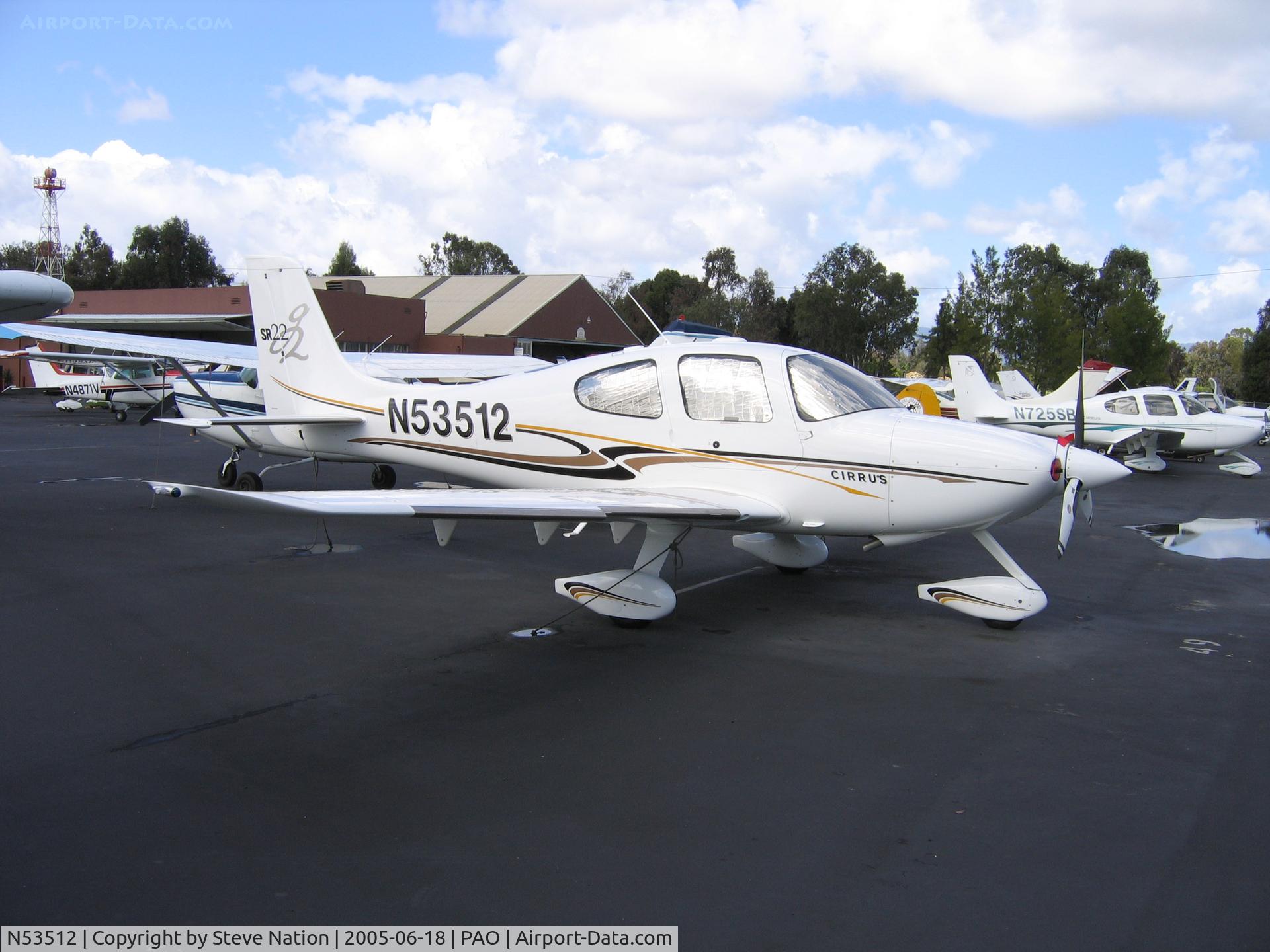 N53512, 2004 Cirrus SR22 G2 C/N 0868, at Palo Alto Municipal Airport, CA