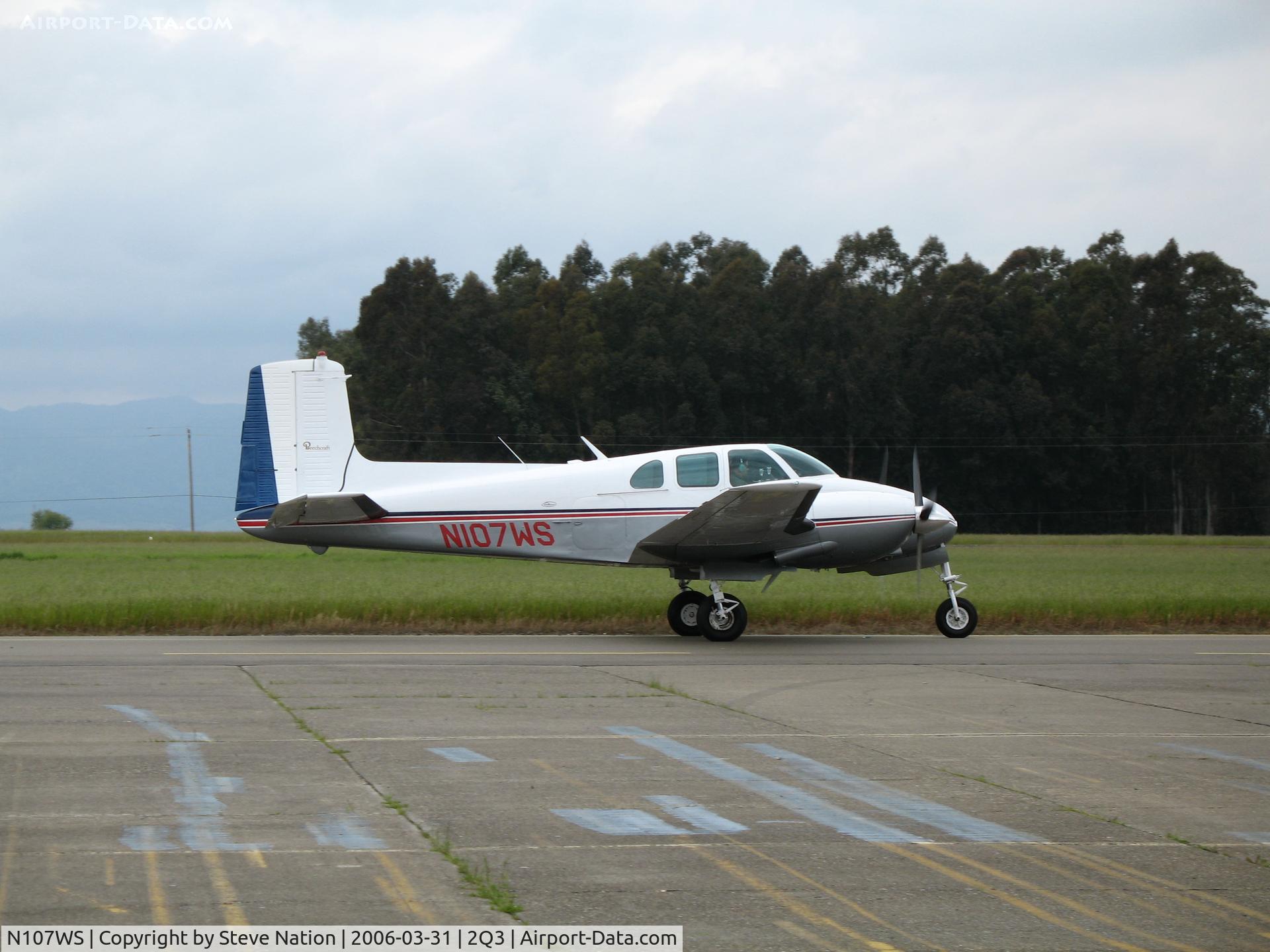 N107WS, 1959 Beech 50 Twin Bonanza C/N GH-107, Classic G50 Twin Bonanza taxying out at Yolo County Airport, Woodland, CA