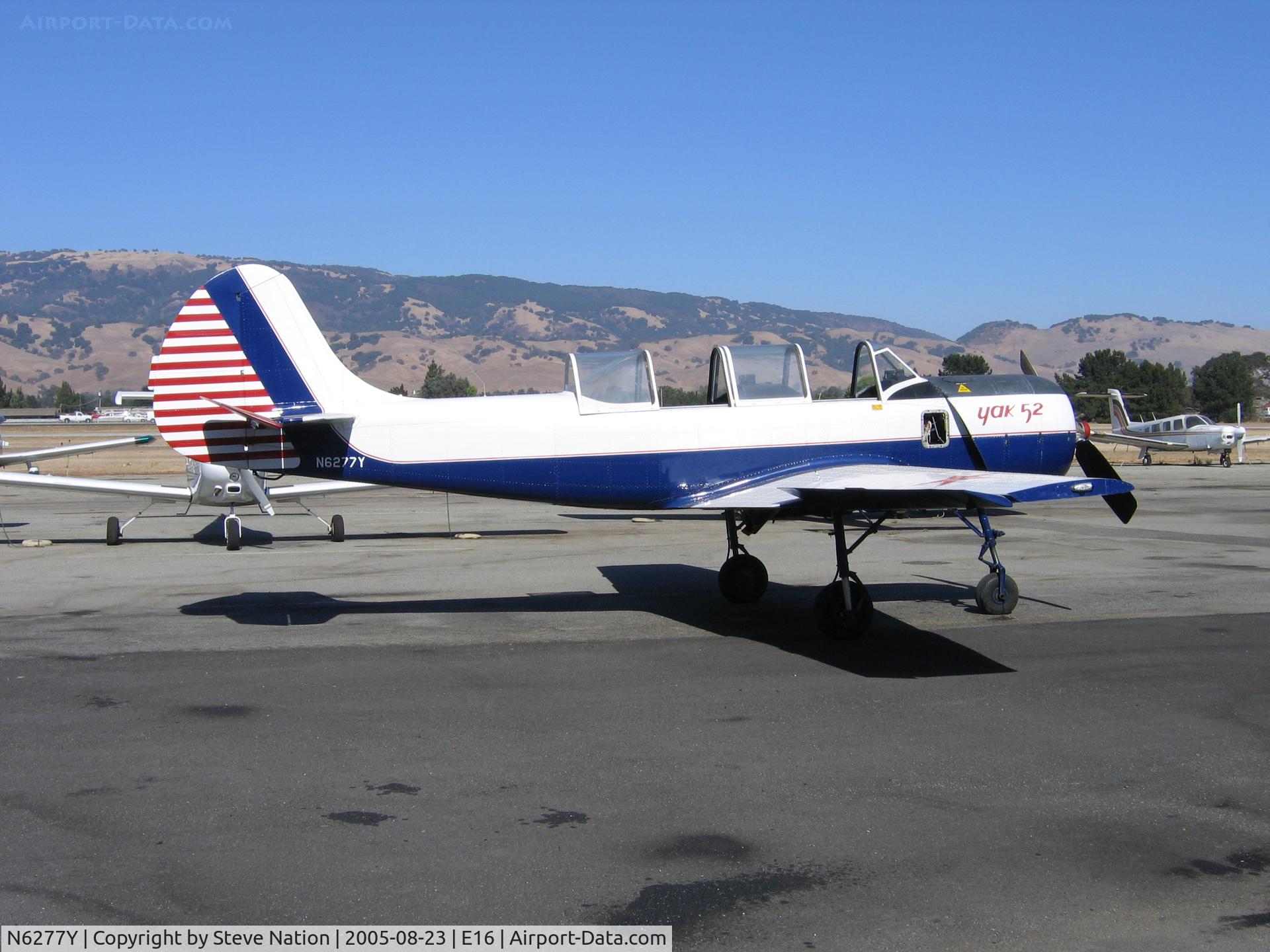 N6277Y, 1982 Yakovlev (Aerostar) Yak-52 C/N 821905, YAK-52 ready for flight in summer sun at South County Airport, San Martin, CA