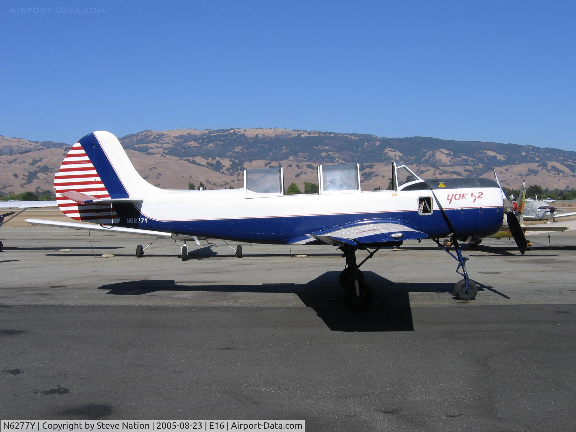 N6277Y, 1982 Yakovlev (Aerostar) Yak-52 C/N 821905, YAK-52 ready for flight in summer sun at South County Airport, San Martin, CA