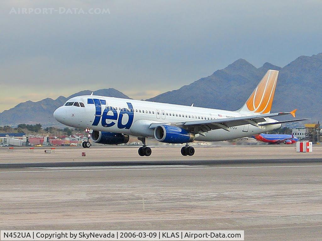 N452UA, 1999 Airbus A320-232 C/N 0955, Ted Airlines / 1999 Airbus Industrie A320-232 / I learned today that Ted is part of United - as in uniTED. That's funny and thus the 'UA' in the tail number.