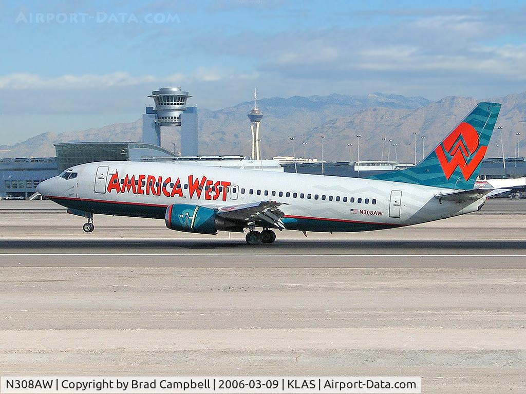 N308AW, 1990 Boeing 737-3G7 C/N 24710, America West Airlines / 1990 Boeing 737-3G7