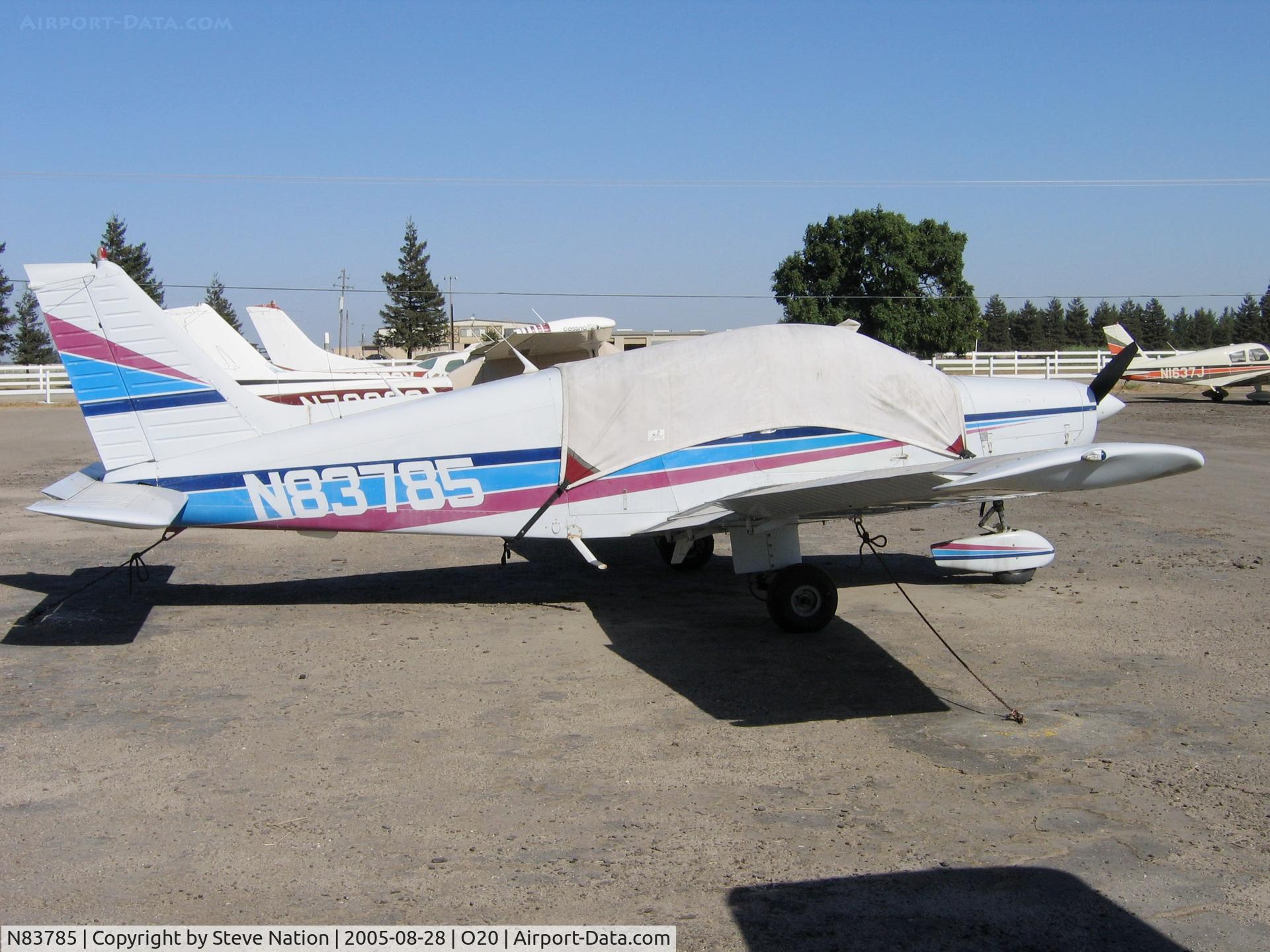 N83785, 1981 Piper PA-28-161 C/N 28-8116211, 1981 Piper PA-28-161 with cabin cover @ Lodi-Kingdon Airport, CA. Substantially damaged on October 31, 2005 after losing engine power and colliding with obstacles in a cherry orchard 5 miles E of O20.  Pilot and passenger OK.