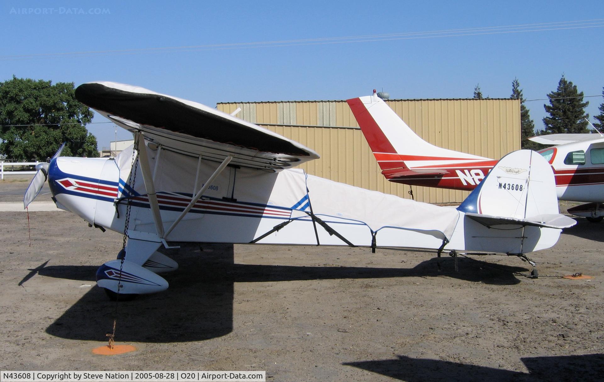 N43608, 1946 Taylorcraft BC12-D C/N 7267, 1946 Taylorcraft BC-12D with cabin cover @ Lodi-Kingdon Airport, CA