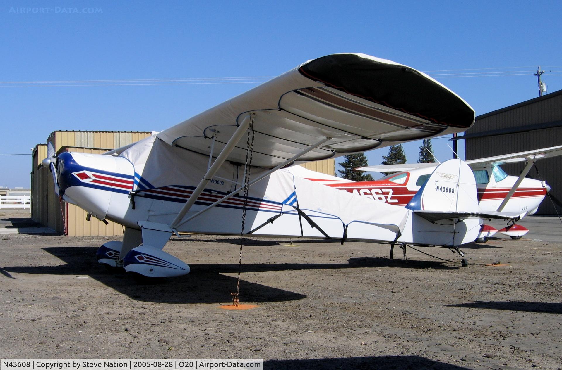 N43608, 1946 Taylorcraft BC12-D C/N 7267, 1946 Taylorcraft BC-12D with cabin cover @ Lodi-Kingdon Airport, CA
