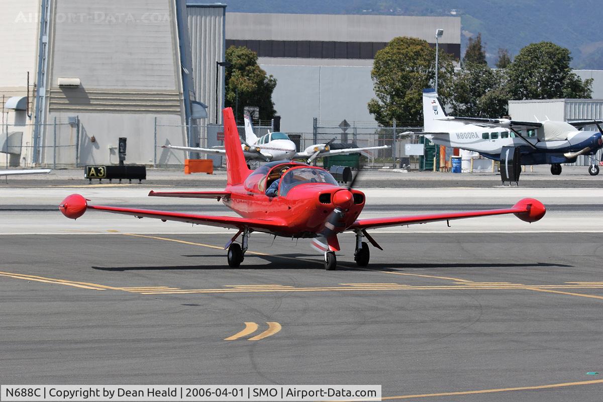 N688C, SIAI-Marchetti SF-260C C/N 466/37-004, Siai-Marchetti SF260 NX688C taxiing across RWY 21 via Taxiway A3 at Santa Monica (KSMO).