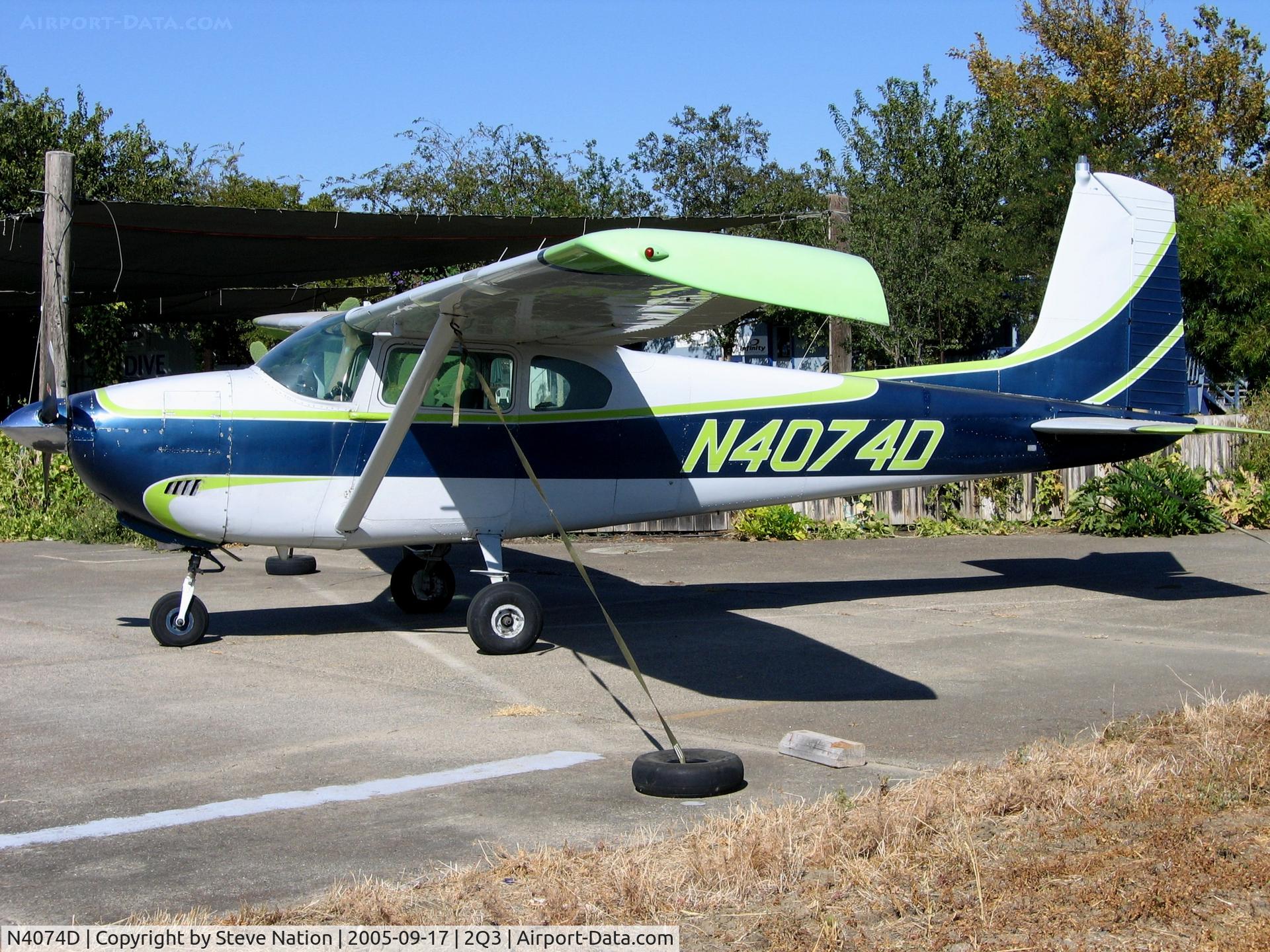 N4074D, 1958 Cessna 182A Skylane C/N 34774, Prestar Inc. straight-tail 1958 Cessna 182A used for skydiving @ Yolo County Airport, Davis, CA