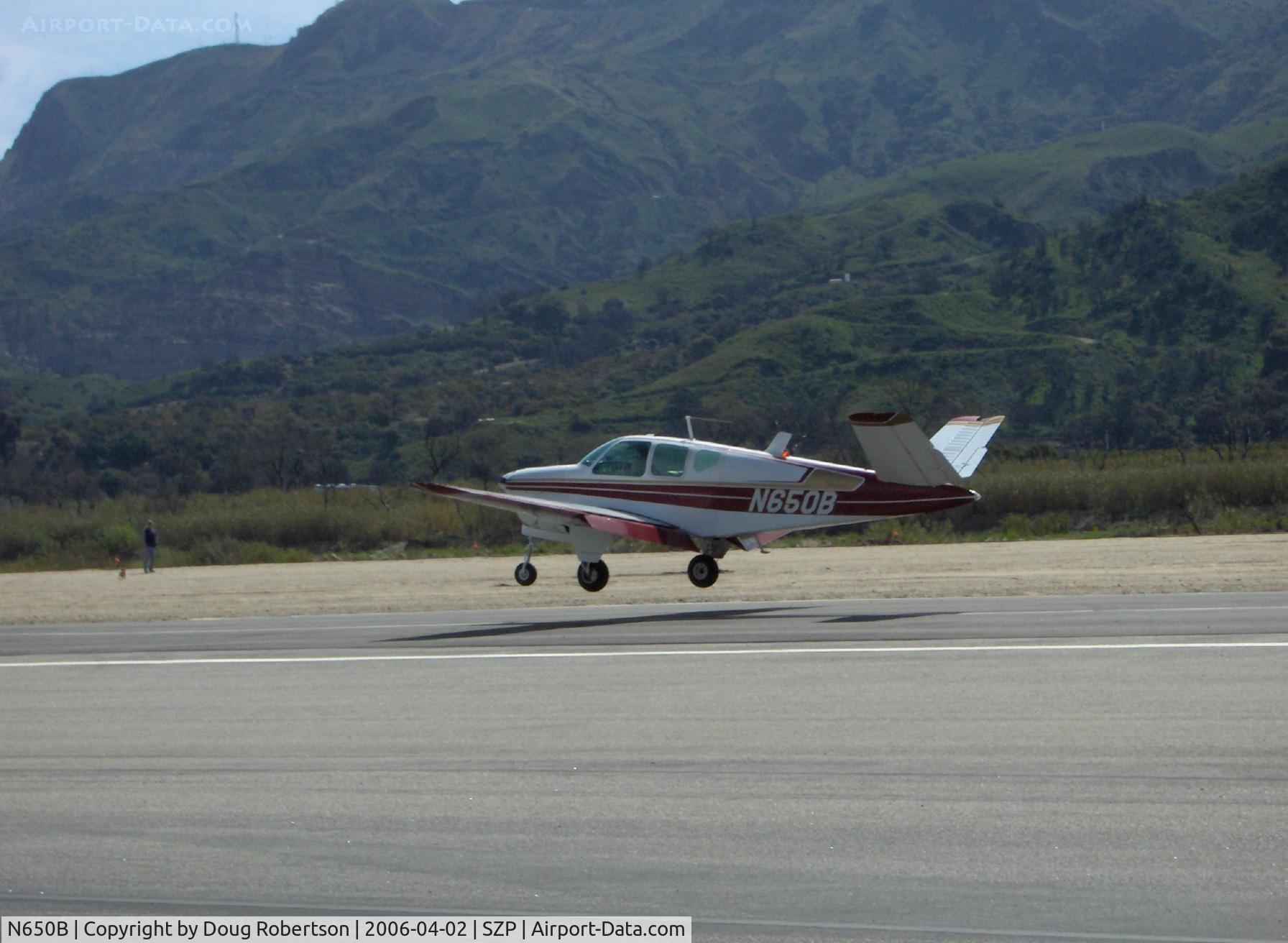 N650B, 1957 Beech H35 Bonanza C/N D-5100, 1957 Beech H35 BONANZA, Continental O-470-G 240 Hp, landing Runway 04