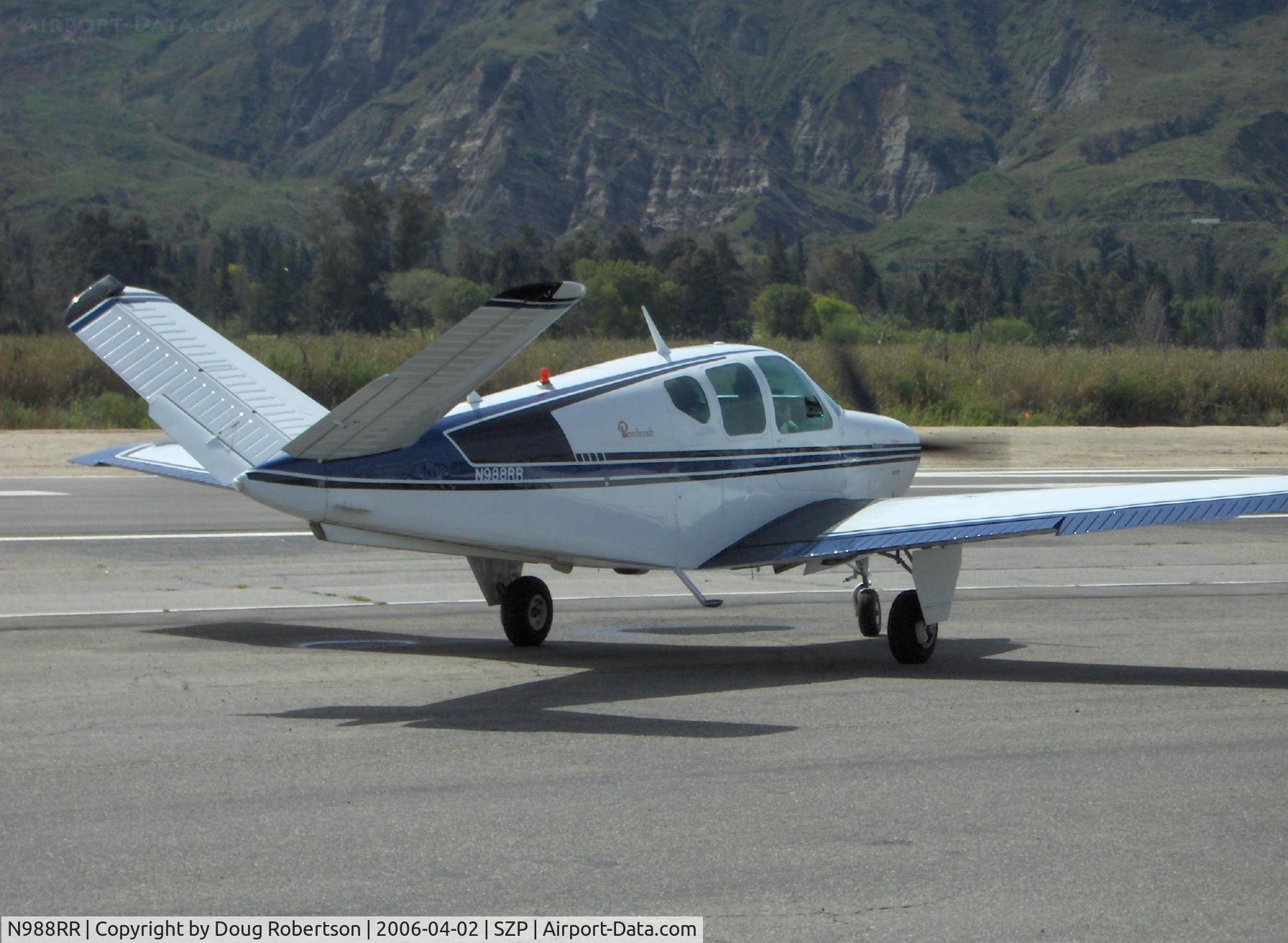N988RR, 1959 Beech M35 Bonanza C/N D-6179, 1959 Beech M35 BONANZA, Continental IO-470-C 250 Hp, taxi to Runway 04