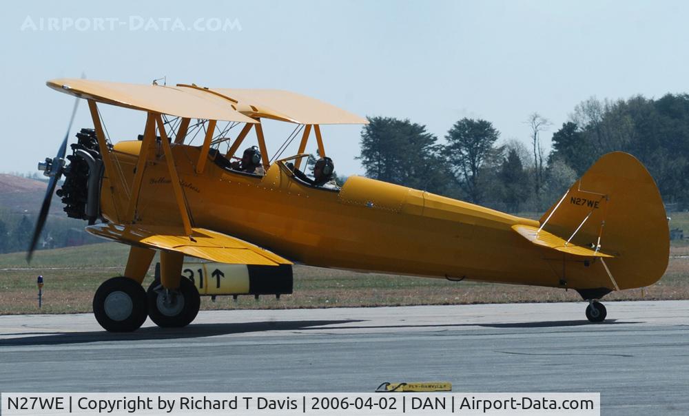 N27WE, 1943 Boeing B75N1 C/N 75-6651, 1943 Boeing B75N1.Got his 28 gal.Leaving DAN for Sun'N Fun .