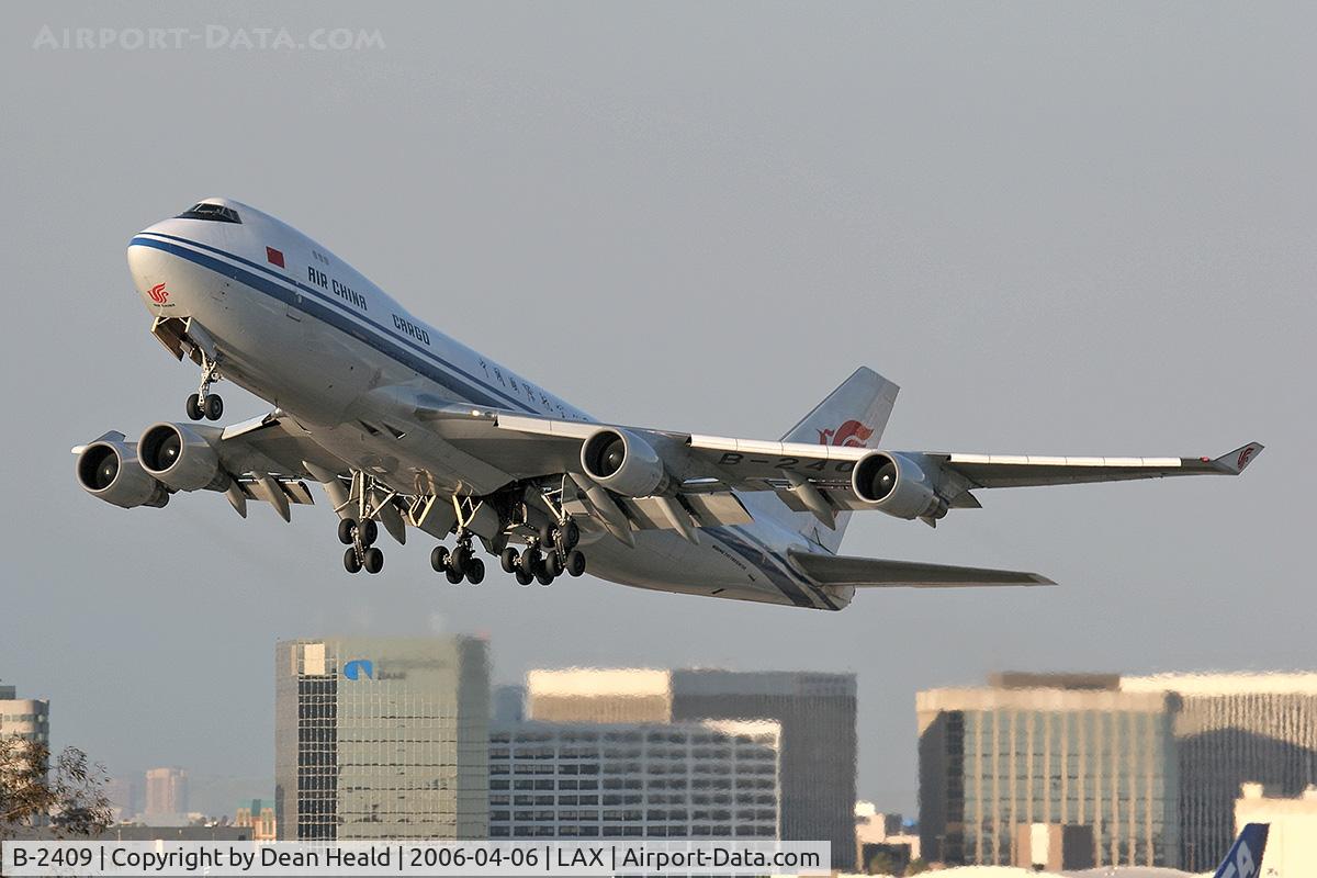 B-2409, Boeing 747-412F/SCD C/N 26560, Air China Cargo FLT CCA1058 departing LAX RWY 25L enroute to Portland, Oregon (KPDX).