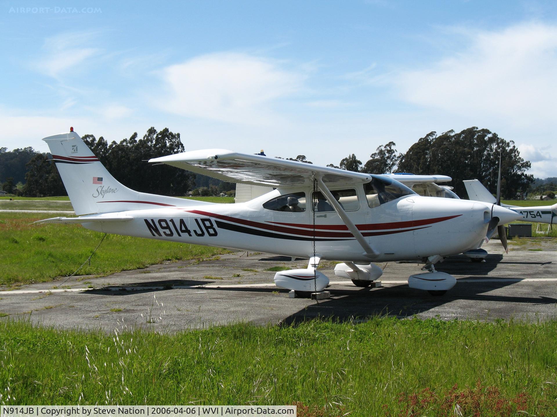 N914JB, 2000 Cessna 182S Skylane C/N 18280786, 2000 Cessna 182Sin late afternoon sun with red corvette @ Watsonville Municipal Airport, CA