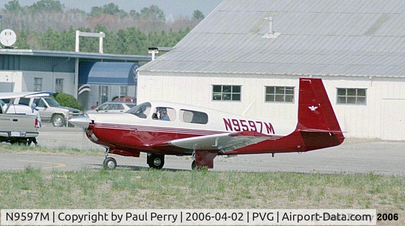 N9597M, 1966 Mooney M20F Executive C/N 670174, Held up for clearance on the taxiway