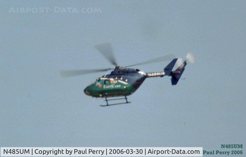 N485UM, Eurocopter-Kawasaki BK-117A-4 C/N 7129, One of the three Eastcare helos inbound to Ahoskie for medevac