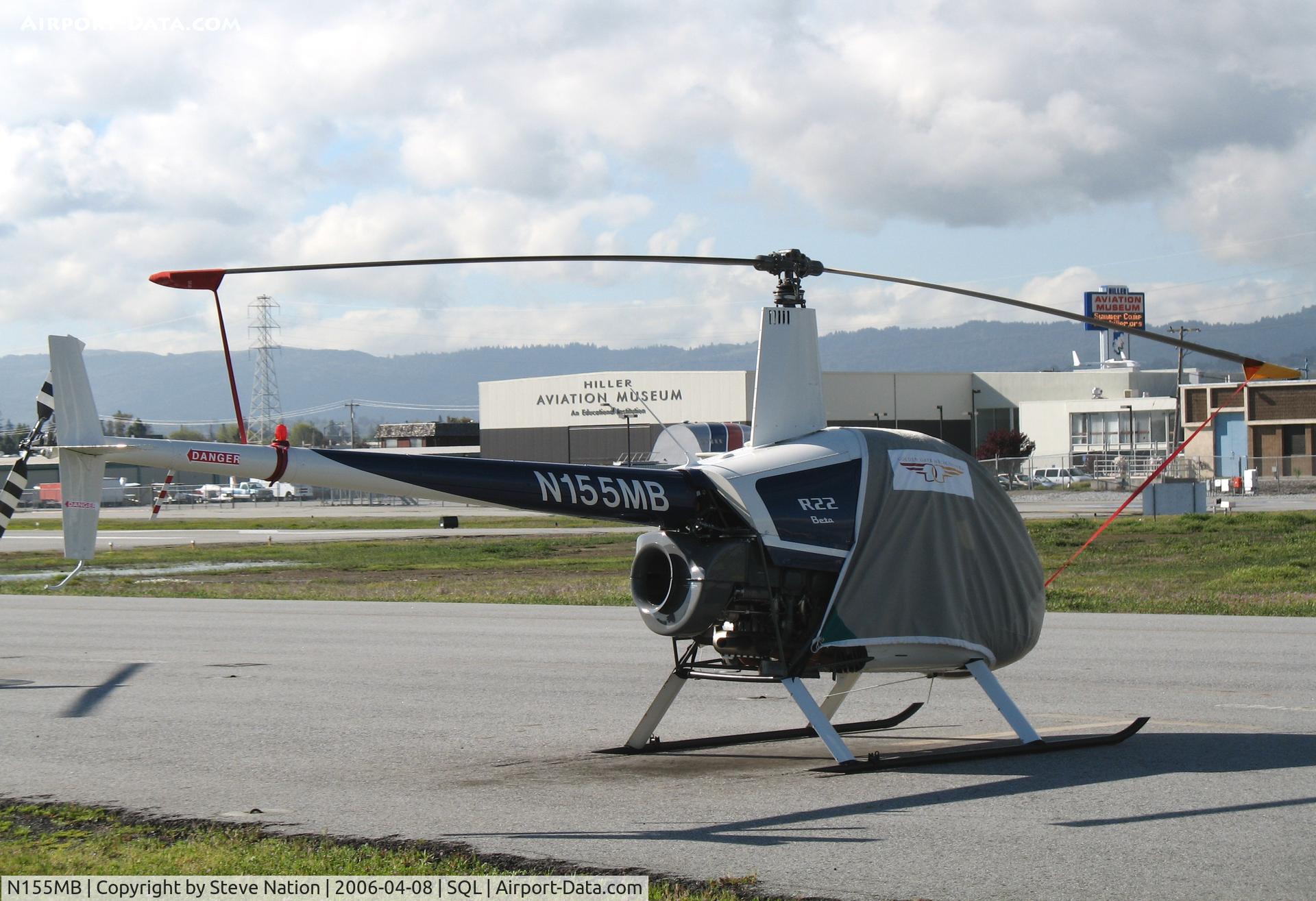 N155MB, 1990 Robinson R22 BETA C/N 1550, 1990 Robinson R22 BETA under wraps @ San Carlos Airport, CA in rare spring 2006 sunshine