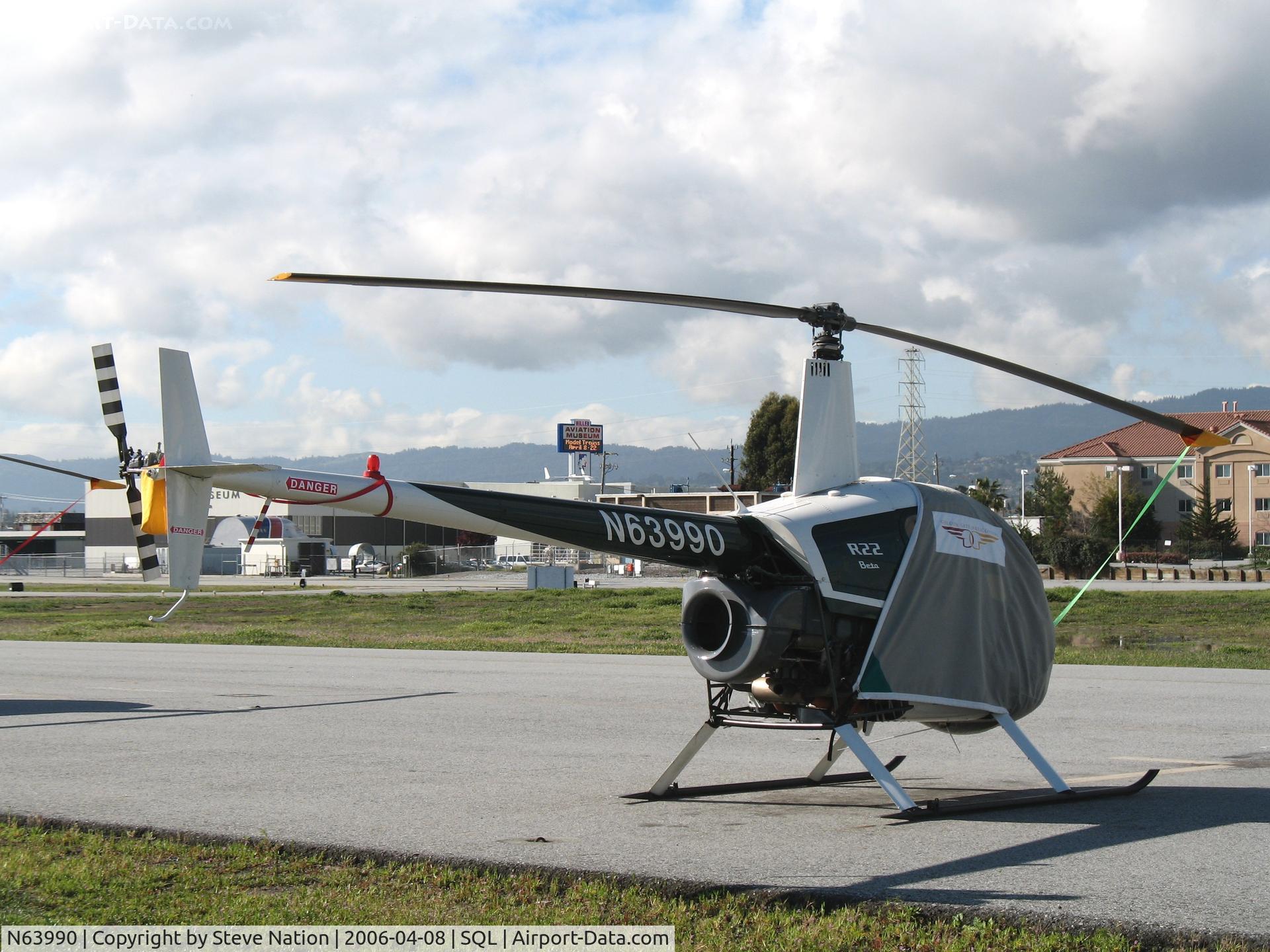 N63990, 1987 Robinson R22 BETA C/N 0664, 1987 Robinson R22 BETA ready for liftoff @ San Carlos Airport, CA in rare spring 2006 sunshine