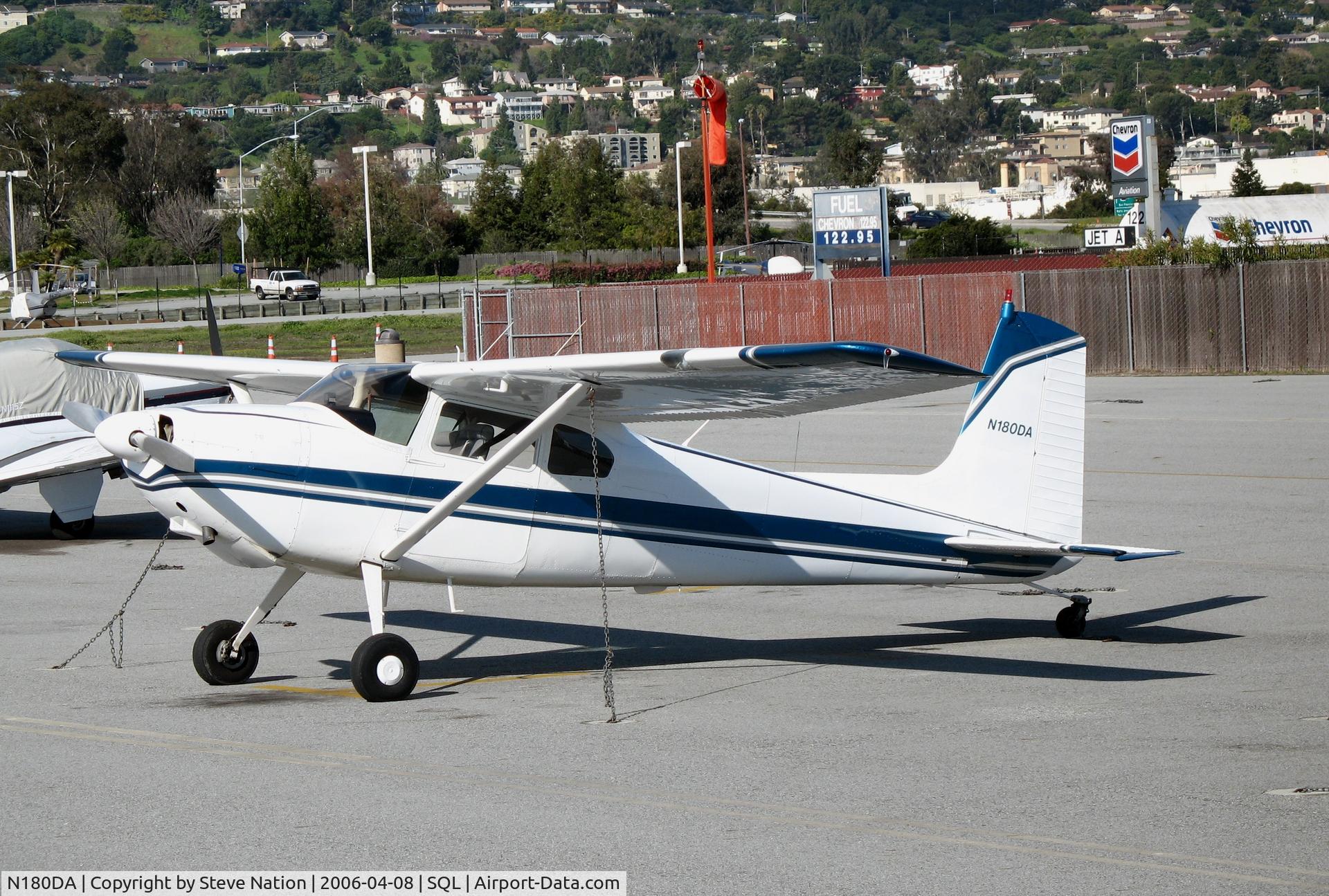 N180DA, 1956 Cessna 180 C/N 32476, 1956 Cessna 180A visting from Hollister, CA @ San Carlos Airport, CA in rare spring 2006 sunshine
