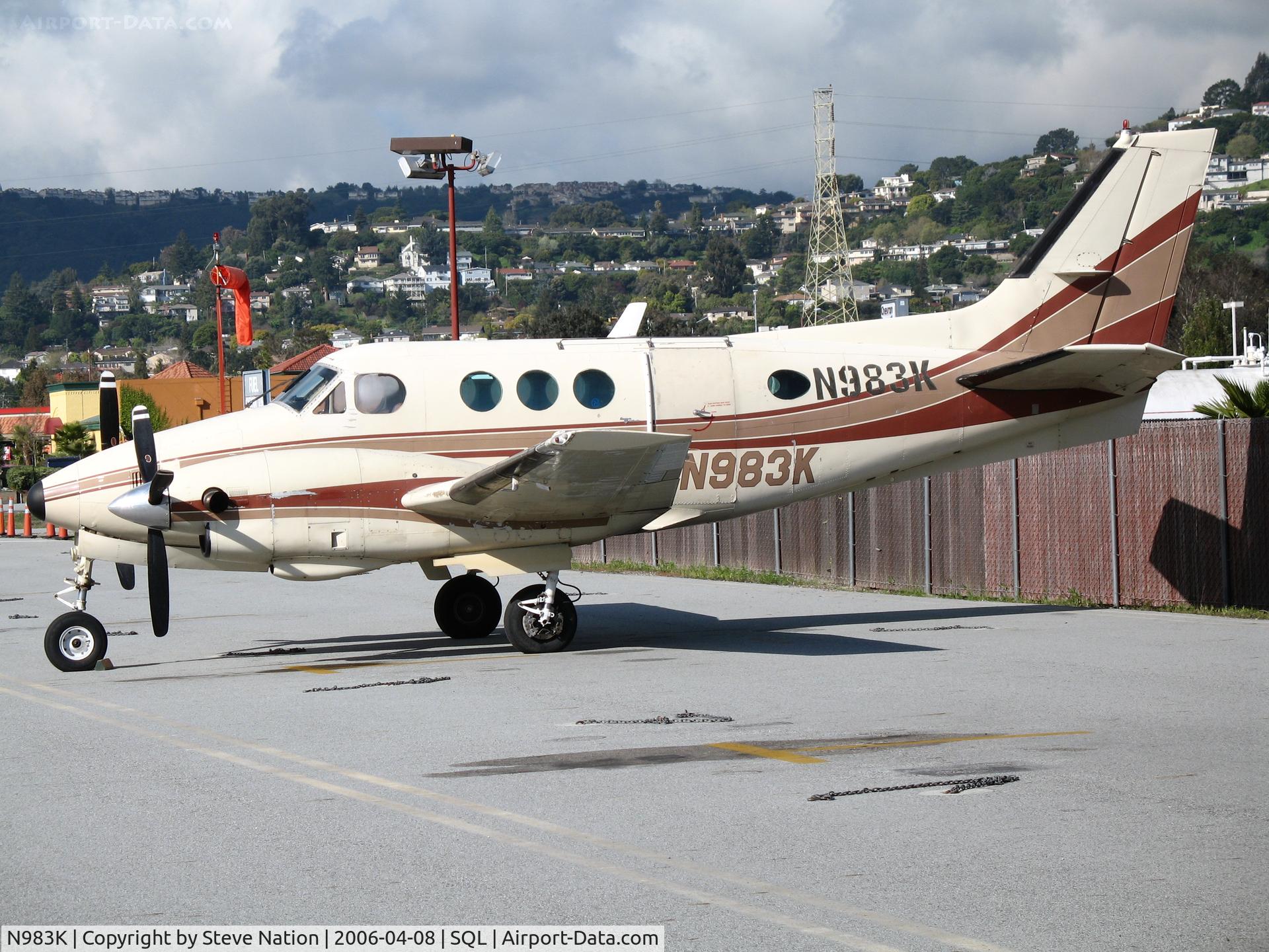 N983K, 1966 Beech 65-A90 C/N LJ-169, skydiving-equipped 1966 Beech 65-A90 King Air @ San Carlos Airport, CA in rare spring 2006 sunshine