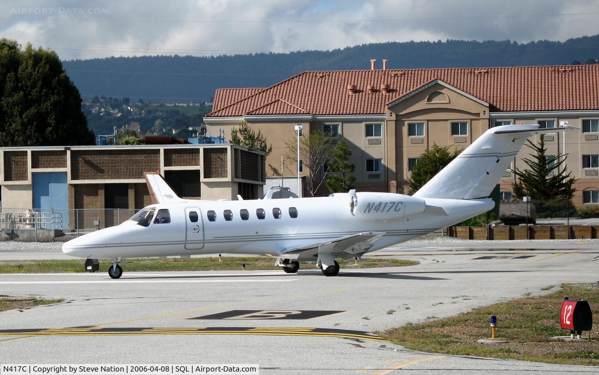 N417C, 2005 Cessna 525B CitationJet CJ3 C/N 525B0006, 2005 Cessna 525B Citation releasing brakes for take-off @ San Carlos Airport, CA in rare spring 2006 sunshine