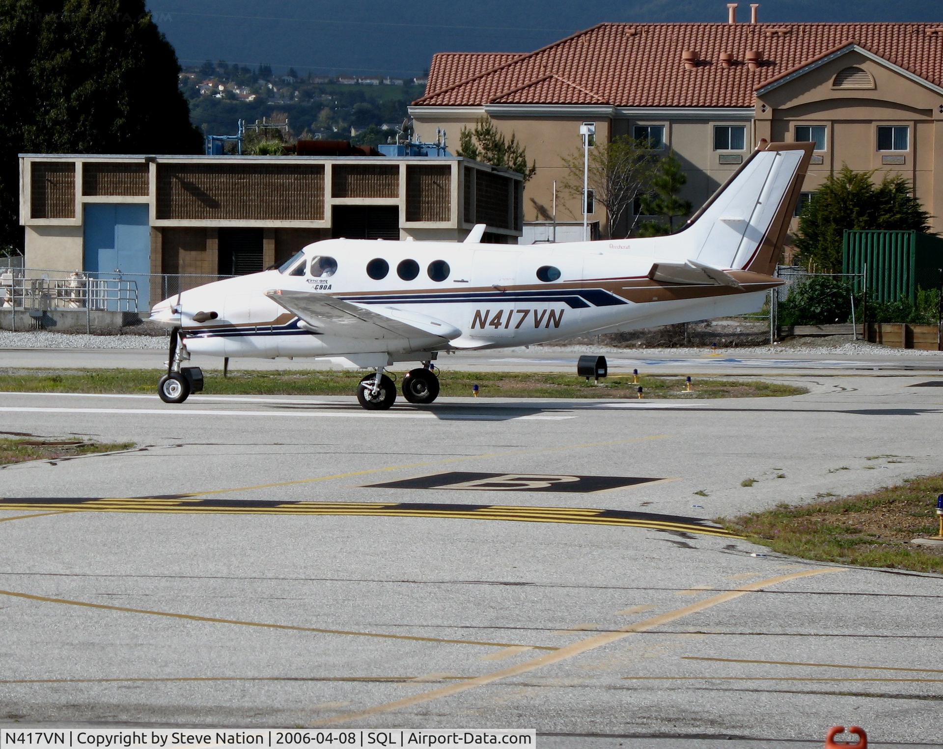 N417VN, 1989 Beech C90A King Air C/N LJ-1202, 1989 Beech C90A King Air beginning take-off roll @ San Carlos Airport, CA in rare spring 2006 sunshine