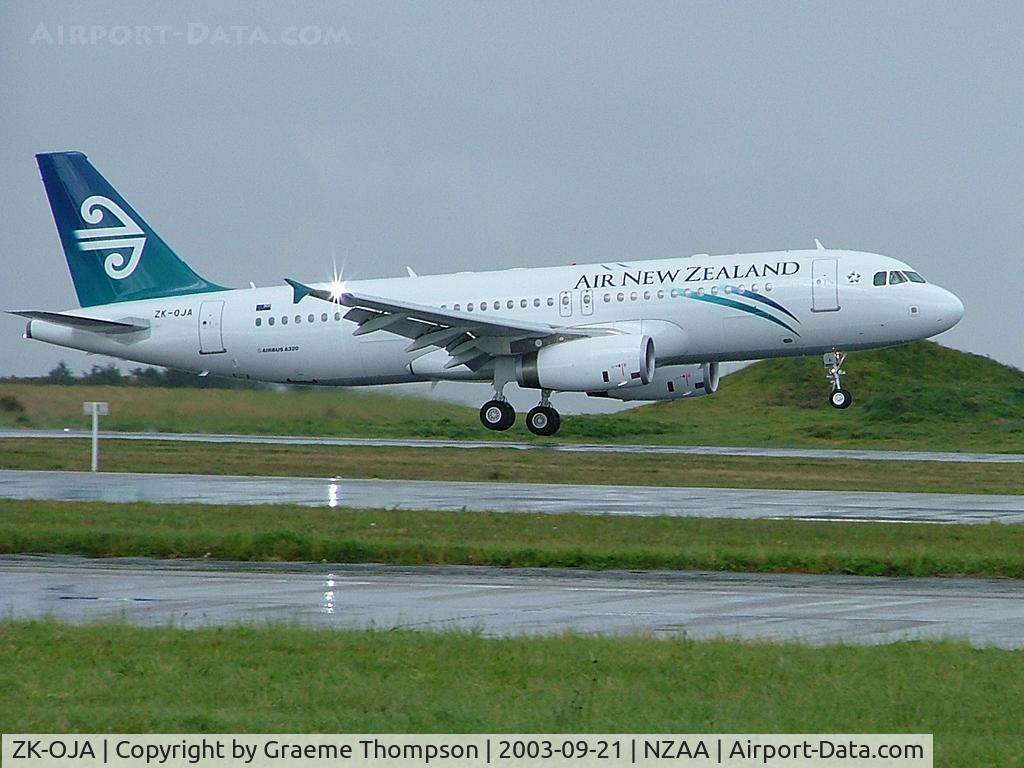 ZK-OJA, 2003 Airbus A320-232 C/N 2085, Touching down on rwy 23L at Auckland International after delivery flight to Air New Zealand