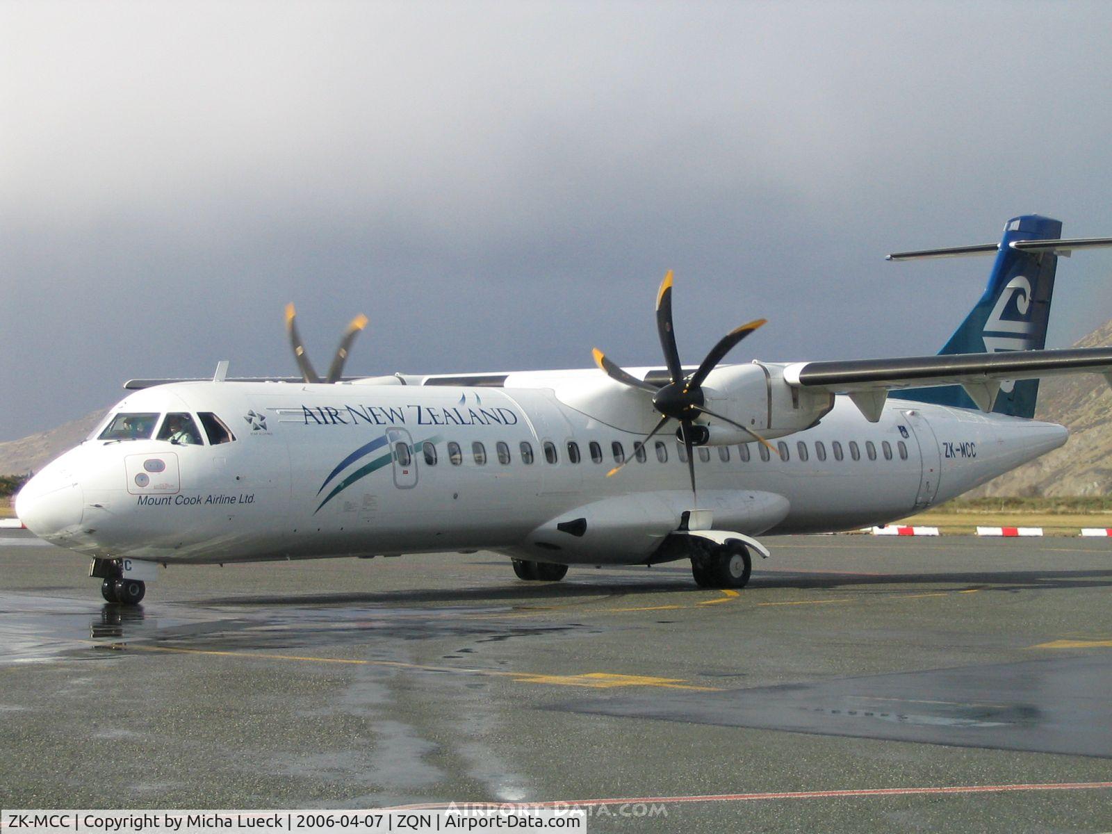 ZK-MCC, 2004 ATR 72-212A C/N 714, ATR 72-500 just arriving from Christchurch