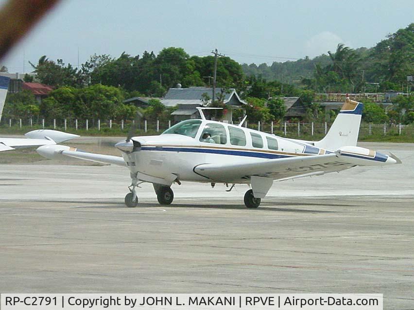 RP-C2791, 1979 Beechcraft A36 Bonanza C/N E-1502, Bonanza A36 of Boracay Regency Beach Resort Taxi to the ramp after landing