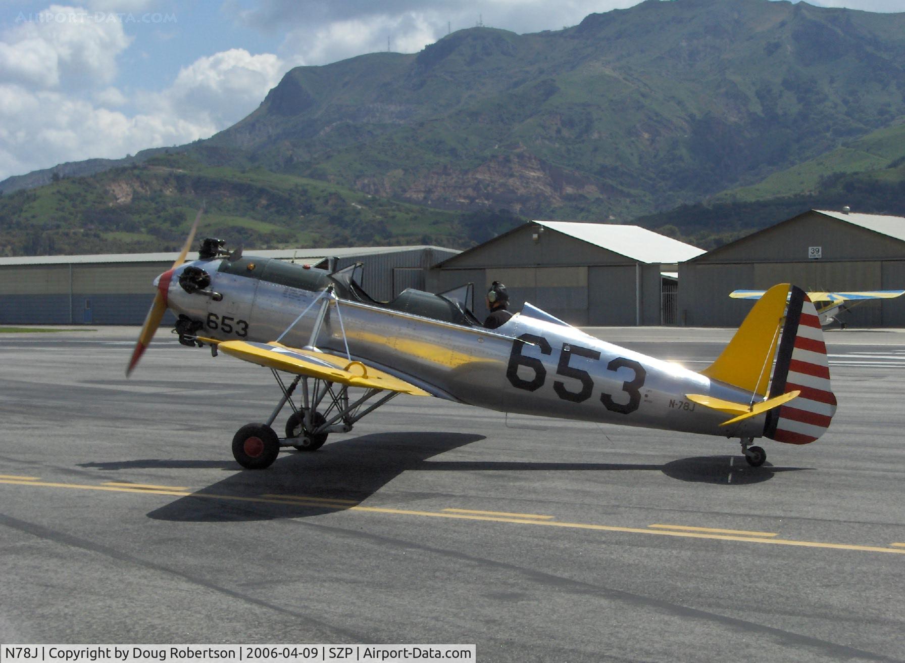 N78J, 1942 Ryan Aeronautical ST3KR C/N 1682, 1942 Ryan Aeronautical ST-3KR, PT-22, Kinner R5 160 Hp, runup area for Runway 22