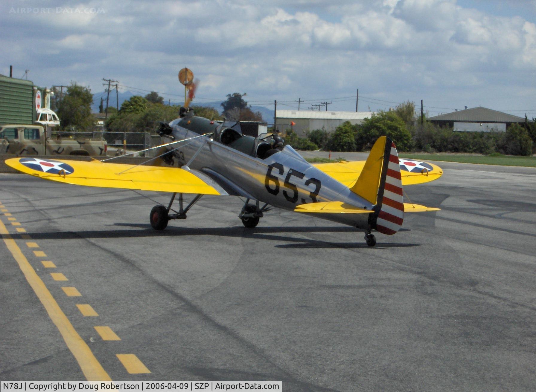 N78J, 1942 Ryan Aeronautical ST3KR C/N 1682, 1942 Ryan Aeronautical ST-3KR, PT-22, Kinner R5 160 Hp, runup area for Runway 22