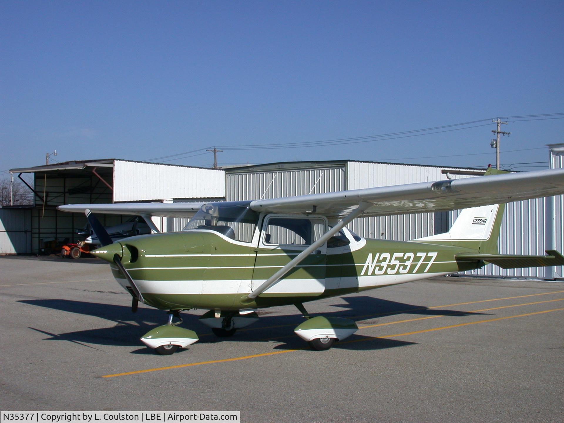 N35377, 1968 Cessna 172I C/N 17256740, 35377 in front of hanger at LBE
