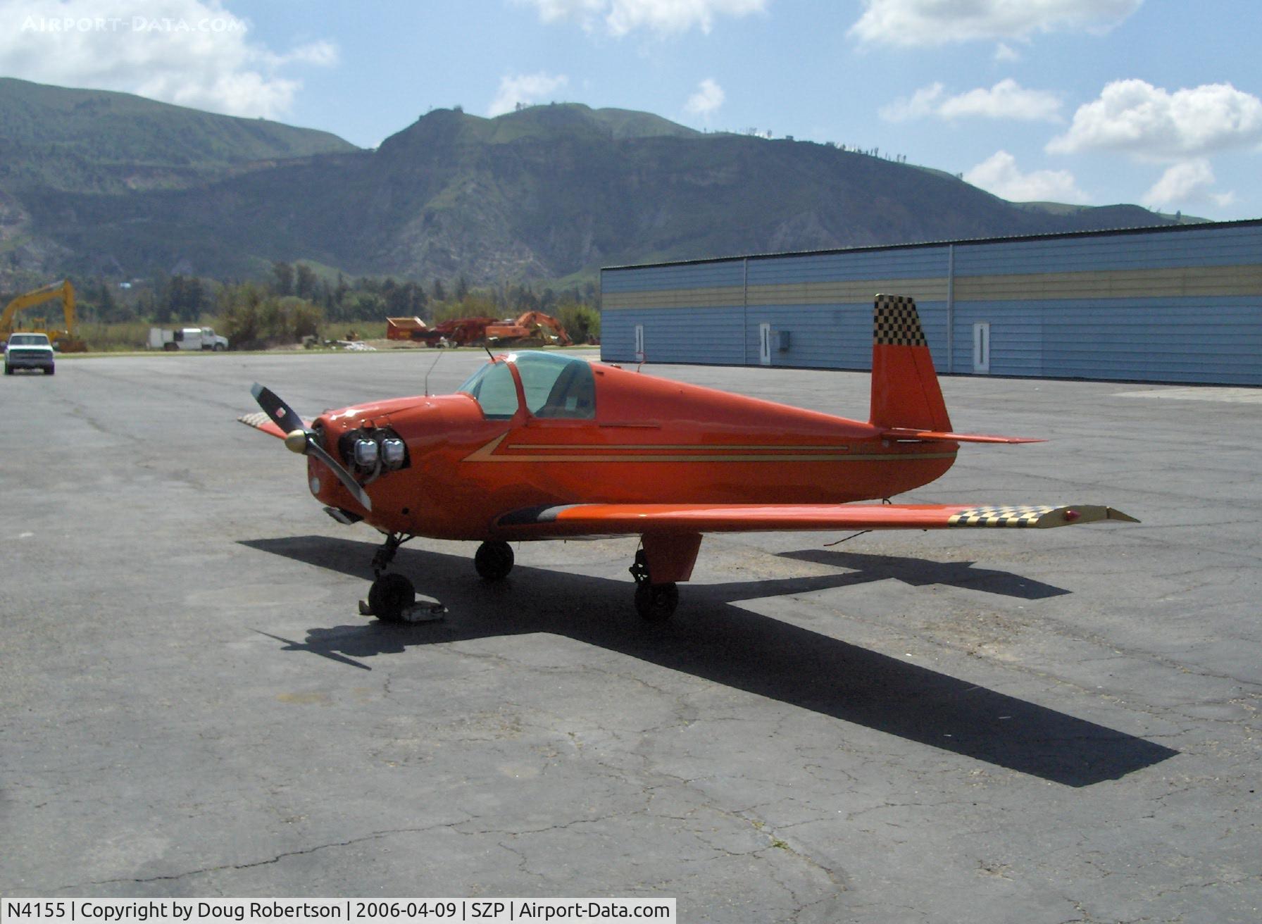 N4155, 1955 Mooney M-18C C/N 321, 1955 Mooney M-18C MITE, 75 Hp Continental upgrade, single spruce-and-plywood D-spar low-drag efficient wing structure with fabric covering aft of the spar