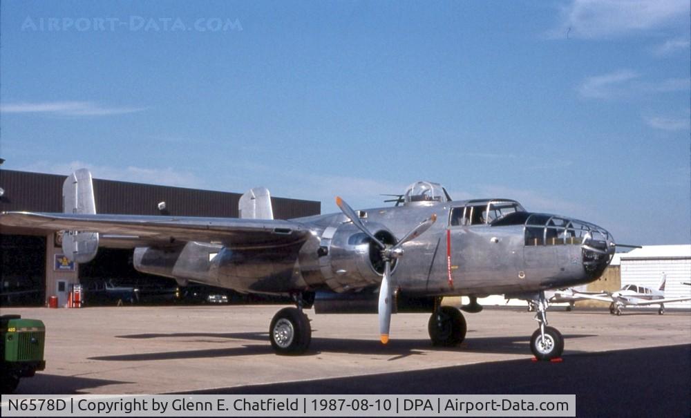 N6578D, 1944 North American B-25J Mitchell Mitchell C/N 108-34783, Sitting on the ramp during a stop-over