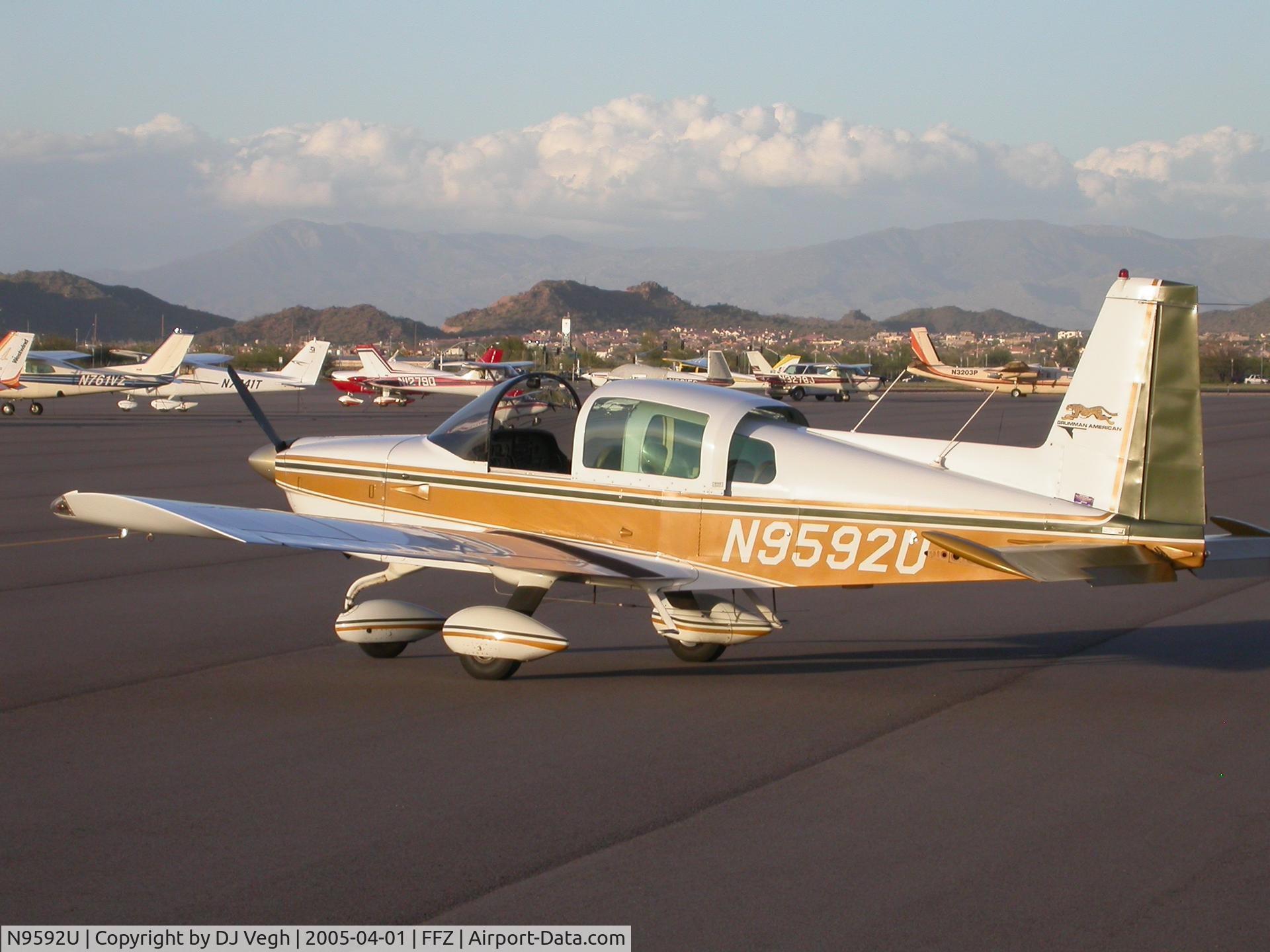 N9592U, 1976 Grumman American AA-5A Cheetah C/N AA5A-0092, on the ramp at Falcon Field