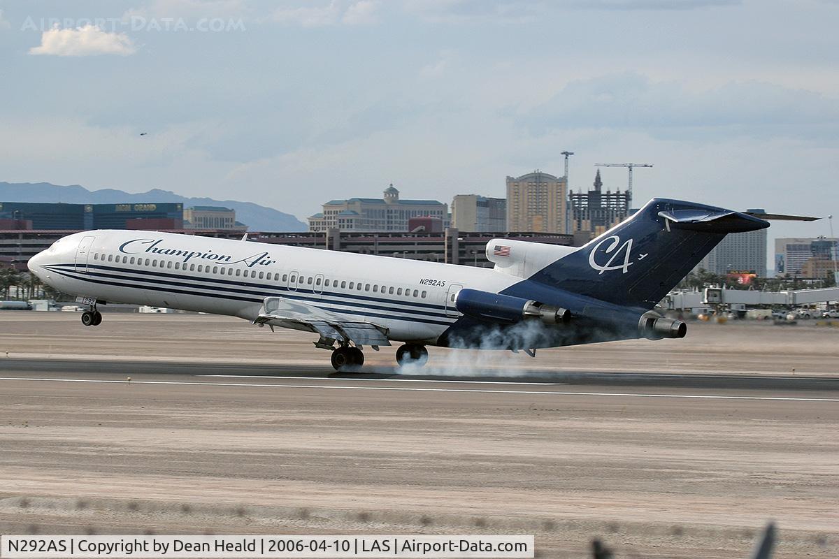 N292AS, 1978 Boeing 727-212 C/N 21458, Champion Air N292AS - FLT CCP111 - touching down on RWY 25L after a 2-1/2 hr flight from Tulsa Int'l (KTUL) - Oklahoma.