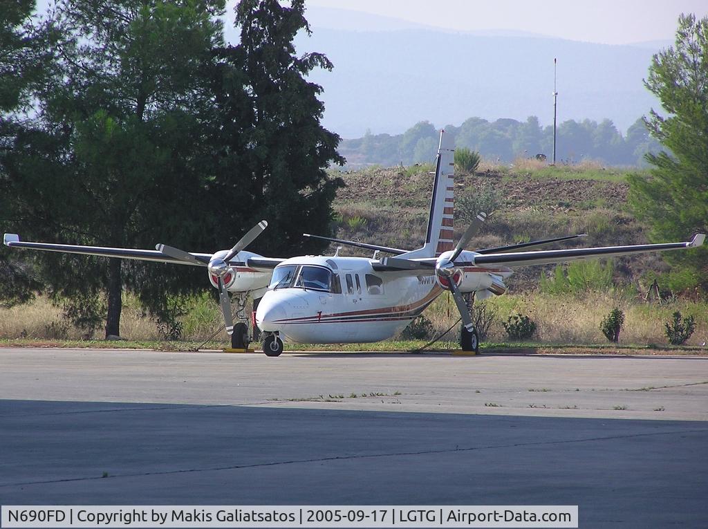 N690FD, 1977 Rockwell International 690B C/N 11393, parked in a remote area at Hellenic Aerospace Industries (HAI)