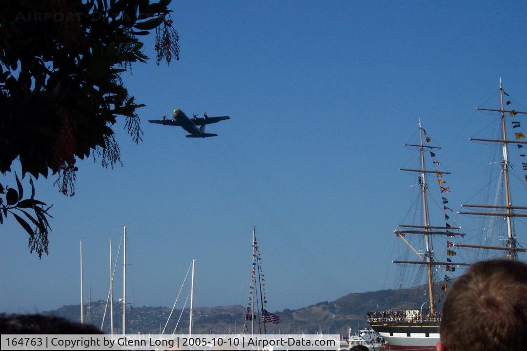 164763, 1992 Lockheed C-130T Hercules C/N 382-5258, Fat Albert on a low pass over S.F. Bay, CA