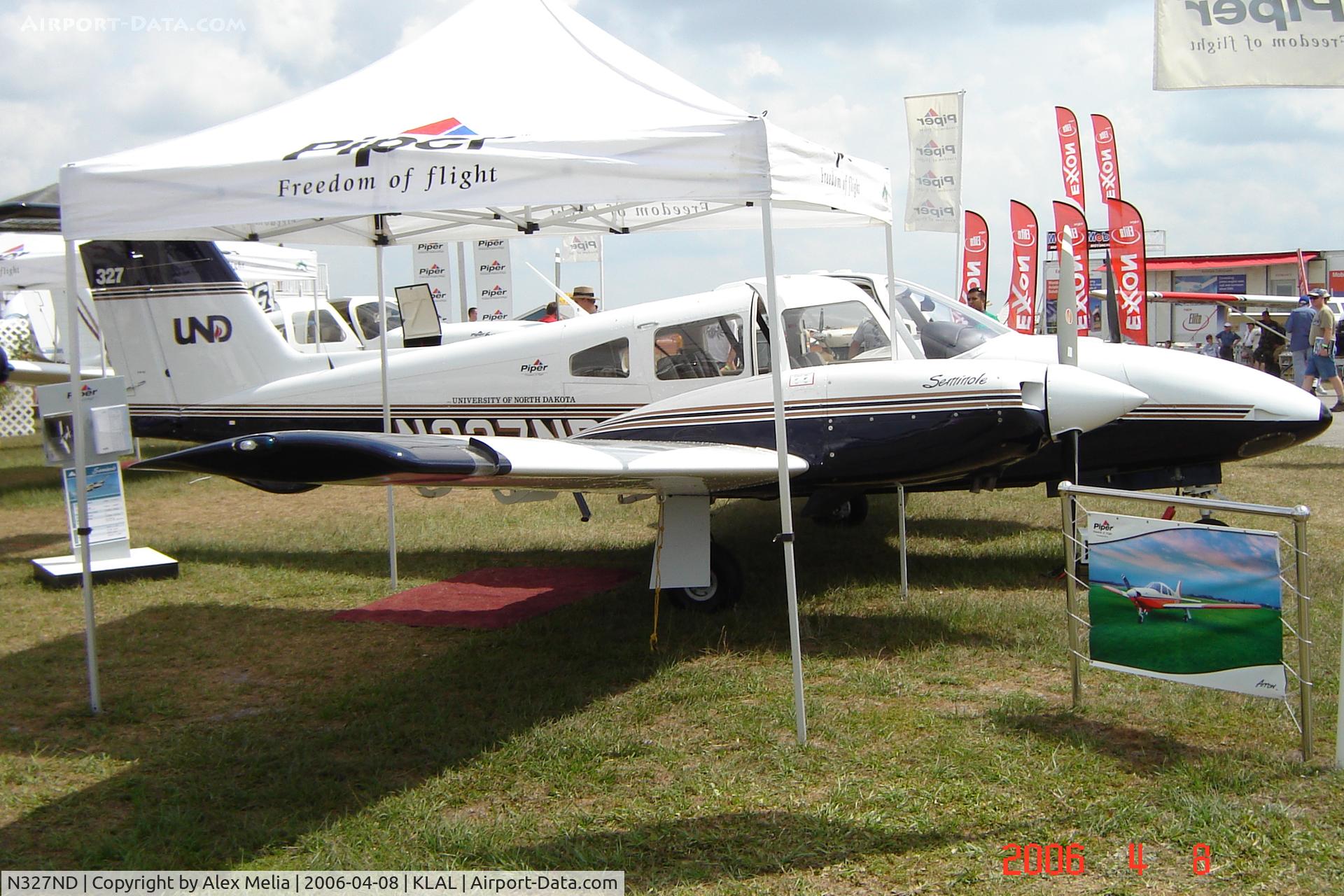 N327ND, 2003 Piper PA-44-180 Seminole C/N 4496174, Piper Seminole on the Piper display at the 2005 Sun 'N Fun in Lakeland, Fla.