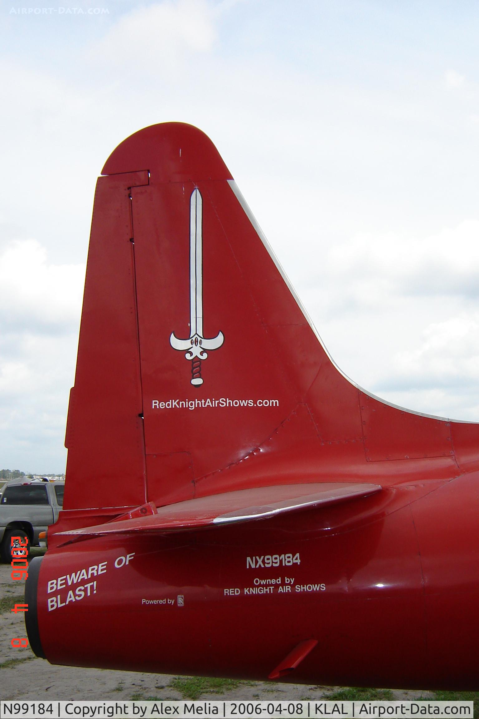 N99184, 1955 Canadair T-33AN Silver Star 3 C/N T33-98, Lockheed P-80 Shooting Star's vertical stabilizer at the 2006 Sun 'N Fun fly-in