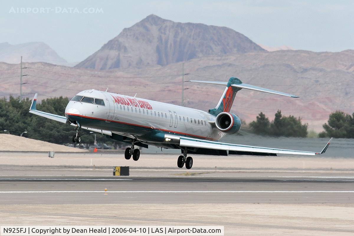 N925FJ, 2004 Bombardier CRJ-900ER (CL-600-2D24) C/N 15025, America West Express (Mesa Airlines) - N925FJ (FLT ASH6550) - CRJ900 - making a large correction upon arrival to RWY 25L from Ontario Int'l (KONT), California.