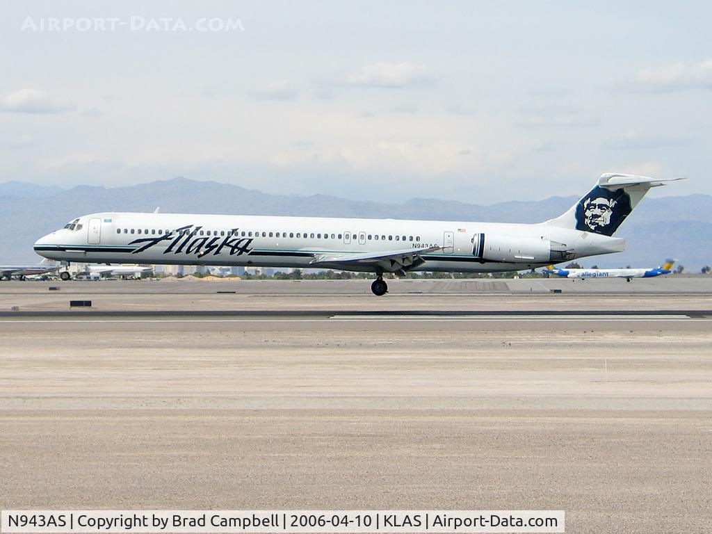 N943AS, 1990 McDonnell Douglas MD-83 (DC-9-83) C/N 53018, Alaska Airlines / 1990 McDonnell Douglas DC-9-83(MD-83) / One if my son's friends thought it was a picture of Johnny Cash on the tail. Hmmm...Could be I guess.
