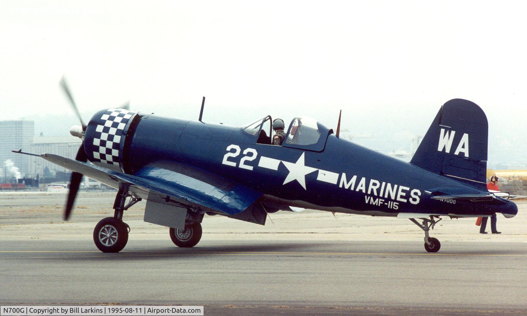 N700G, 1944 Goodyear FG-1D Corsair C/N 3117, For USS Carl Vinson trials at NAS Alameda