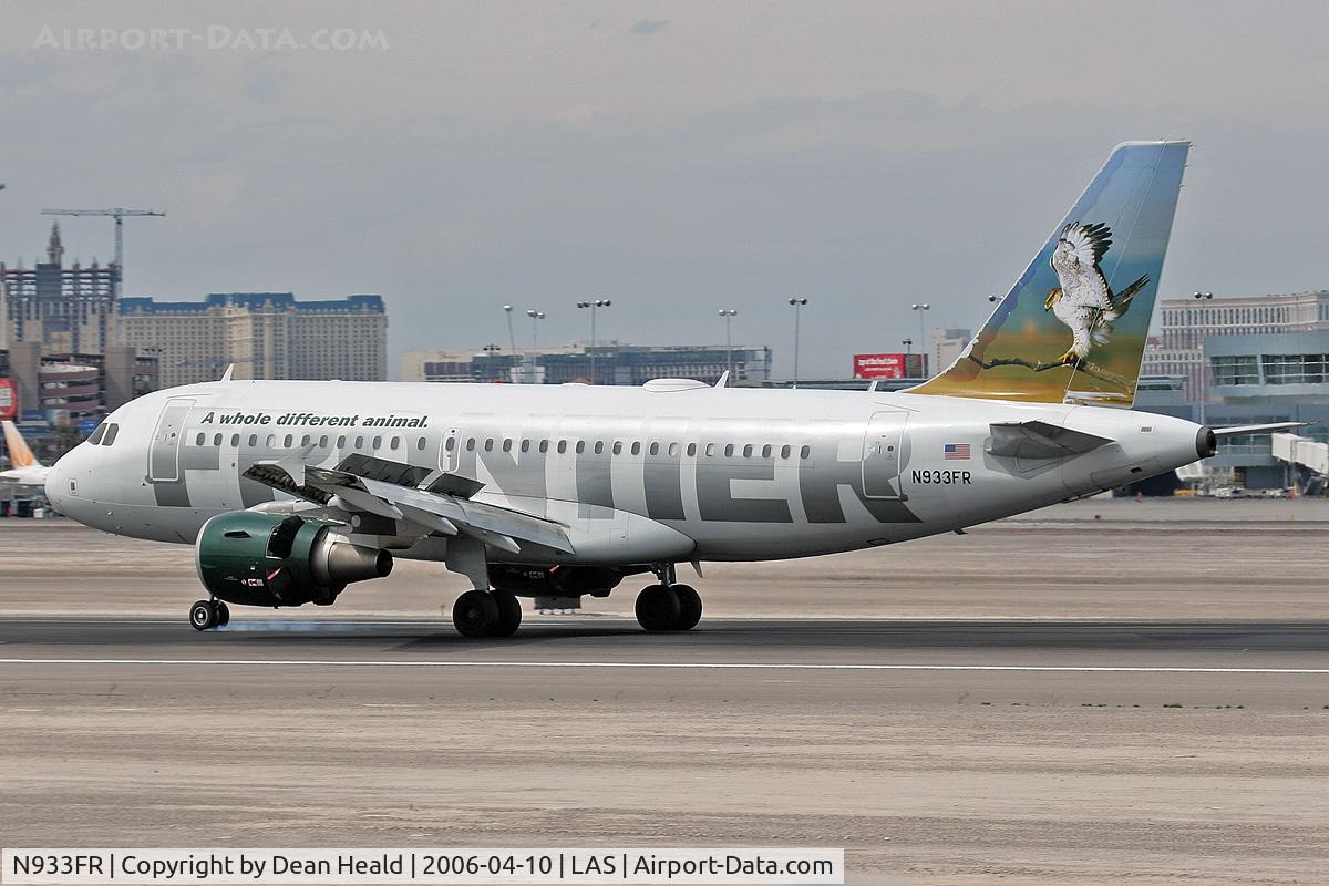 N933FR, 2004 Airbus A319-111 C/N 2260, Nose gear touching down for Frontier Airlines N933FR (FLT FFT775) - arriving from Denver Int'l (KDEN) - Denver, Colorado.