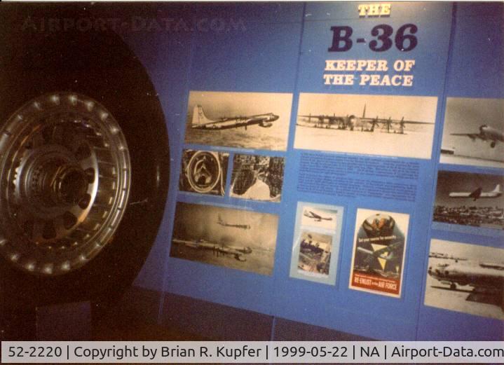 52-2220, 1952 Consolidated B-36J-1-CF Peacemaker C/N 361, placard